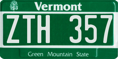 VT license plate ZTH357