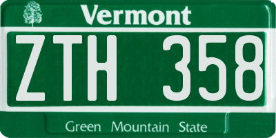 VT license plate ZTH358