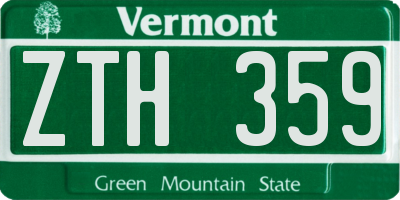 VT license plate ZTH359