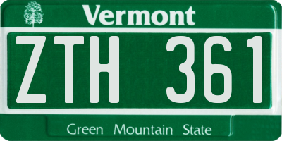 VT license plate ZTH361