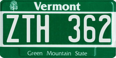 VT license plate ZTH362