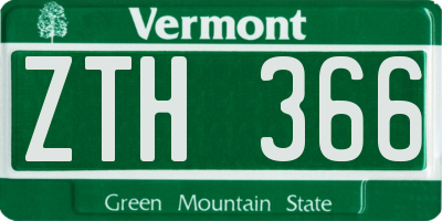 VT license plate ZTH366