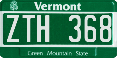 VT license plate ZTH368