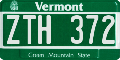 VT license plate ZTH372