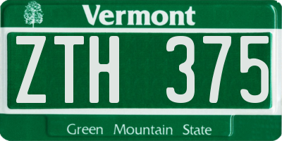 VT license plate ZTH375