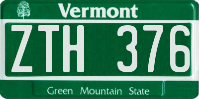 VT license plate ZTH376