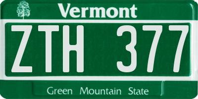 VT license plate ZTH377