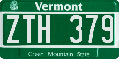 VT license plate ZTH379