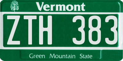 VT license plate ZTH383