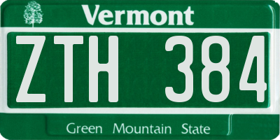VT license plate ZTH384