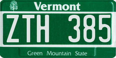 VT license plate ZTH385