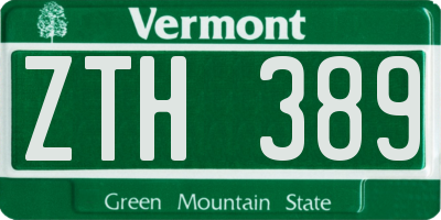 VT license plate ZTH389
