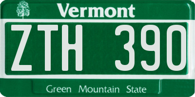 VT license plate ZTH390
