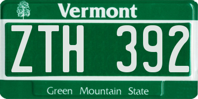 VT license plate ZTH392