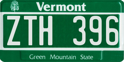 VT license plate ZTH396