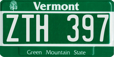 VT license plate ZTH397
