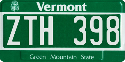 VT license plate ZTH398