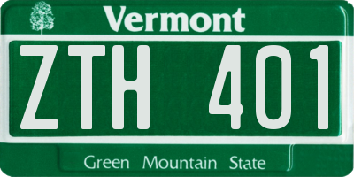 VT license plate ZTH401