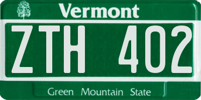 VT license plate ZTH402