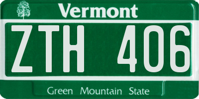 VT license plate ZTH406