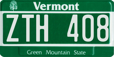 VT license plate ZTH408