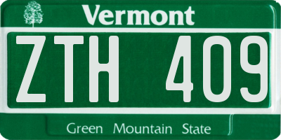 VT license plate ZTH409