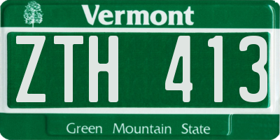 VT license plate ZTH413