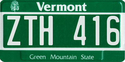 VT license plate ZTH416