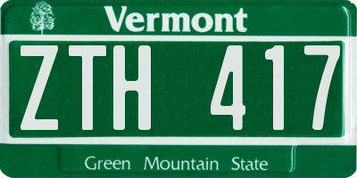 VT license plate ZTH417