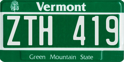 VT license plate ZTH419