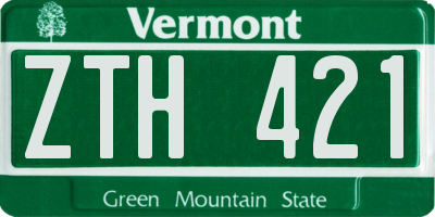 VT license plate ZTH421