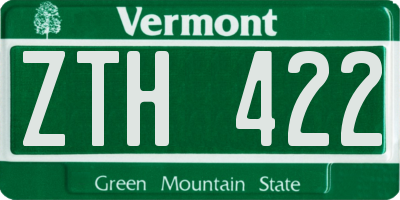 VT license plate ZTH422