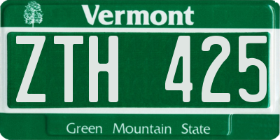 VT license plate ZTH425