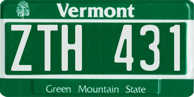 VT license plate ZTH431