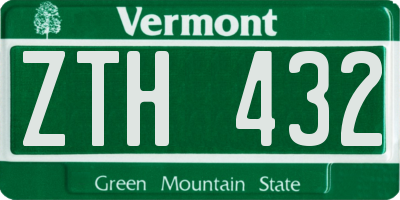 VT license plate ZTH432