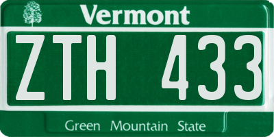 VT license plate ZTH433