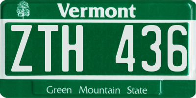 VT license plate ZTH436