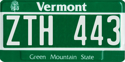 VT license plate ZTH443