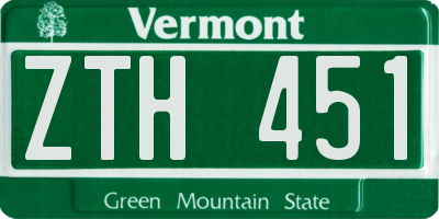 VT license plate ZTH451