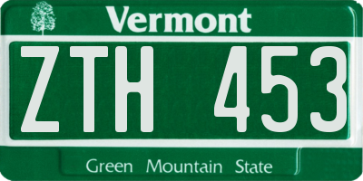 VT license plate ZTH453