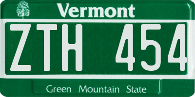 VT license plate ZTH454