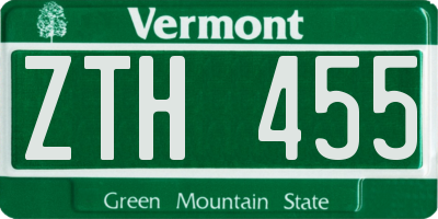 VT license plate ZTH455