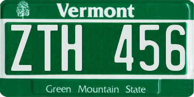 VT license plate ZTH456