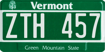 VT license plate ZTH457