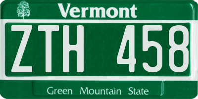 VT license plate ZTH458
