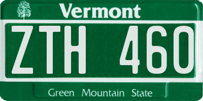 VT license plate ZTH460