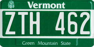 VT license plate ZTH462