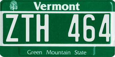 VT license plate ZTH464
