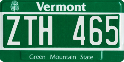 VT license plate ZTH465
