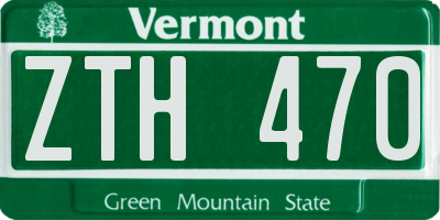 VT license plate ZTH470